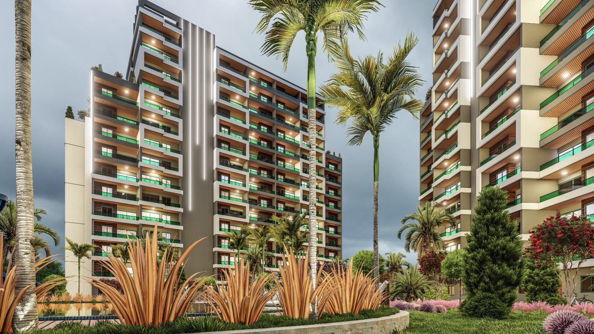 Flats in a complex suitable for investment in Mersin, Mezitli